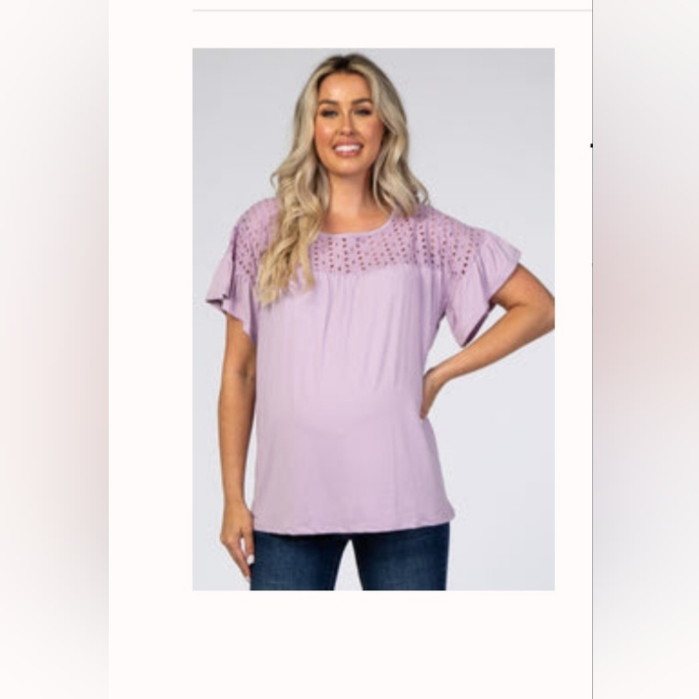 Pinkblush Lavender Eyelet Accent Maternity Top